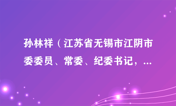 孙林祥（江苏省无锡市江阴市委委员、常委、纪委书记，市监察委员会主任）