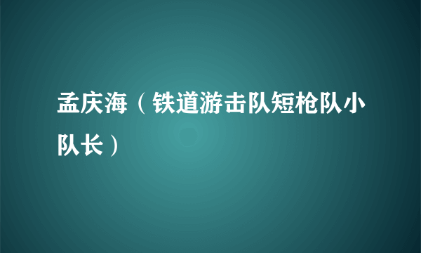 孟庆海（铁道游击队短枪队小队长）