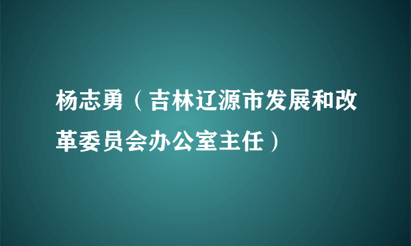 杨志勇（吉林辽源市发展和改革委员会办公室主任）