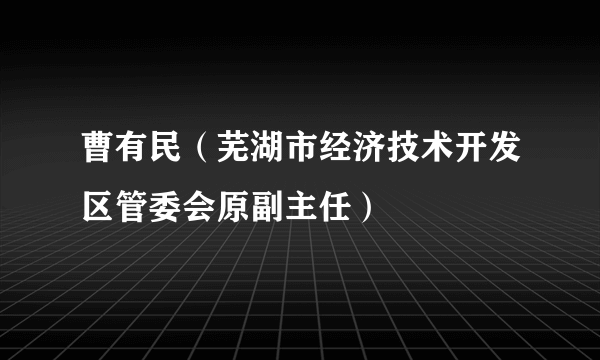 曹有民（芜湖市经济技术开发区管委会原副主任）