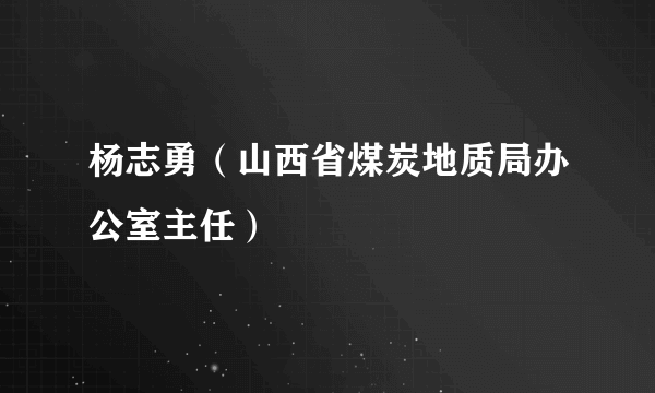 杨志勇（山西省煤炭地质局办公室主任）