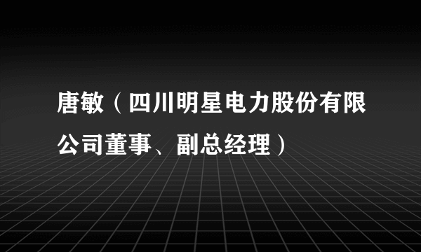 唐敏（四川明星电力股份有限公司董事、副总经理）