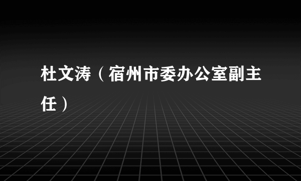 杜文涛（宿州市委办公室副主任）