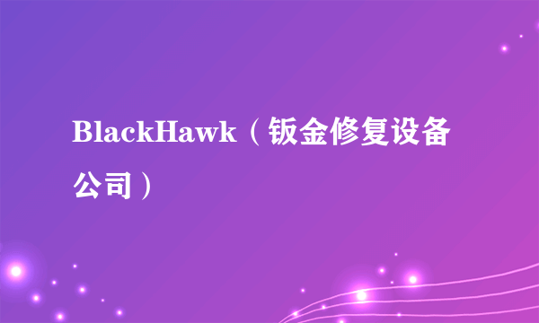 BlackHawk（钣金修复设备公司）