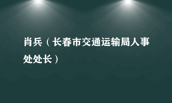 肖兵（长春市交通运输局人事处处长）