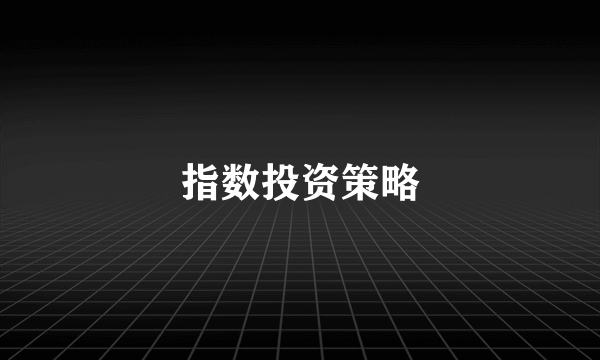 指数投资策略