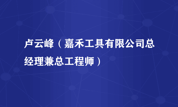 卢云峰（嘉禾工具有限公司总经理兼总工程师）