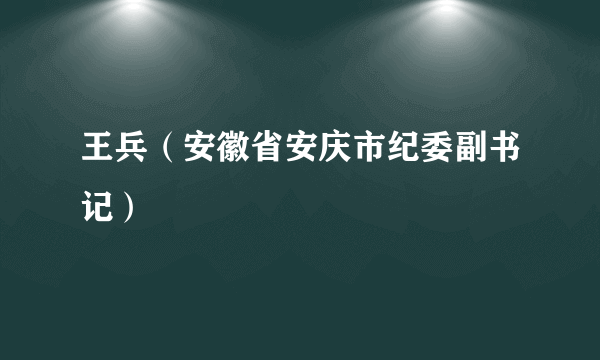 王兵（安徽省安庆市纪委副书记）