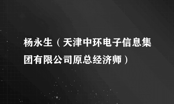 杨永生（天津中环电子信息集团有限公司原总经济师）