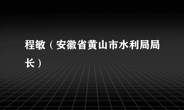 程敏（安徽省黄山市水利局局长）