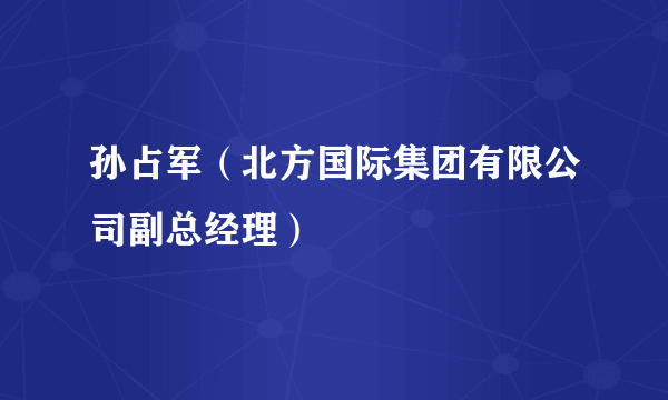 孙占军（北方国际集团有限公司副总经理）