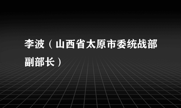 李波（山西省太原市委统战部副部长）