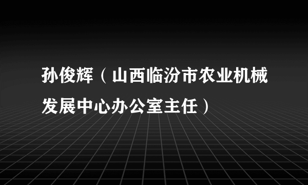 孙俊辉（山西临汾市农业机械发展中心办公室主任）