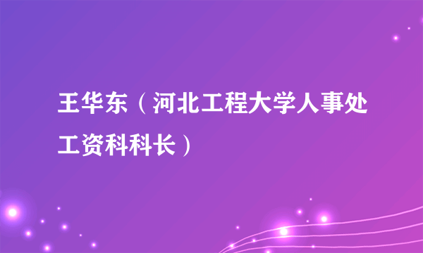 王华东（河北工程大学人事处工资科科长）