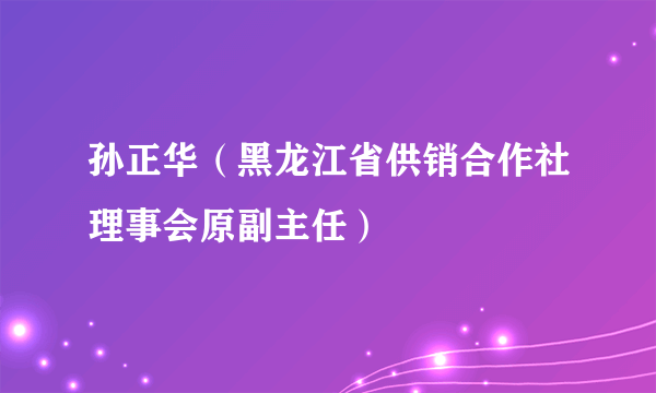 孙正华（黑龙江省供销合作社理事会原副主任）