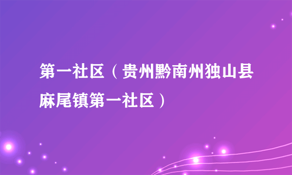 第一社区（贵州黔南州独山县麻尾镇第一社区）