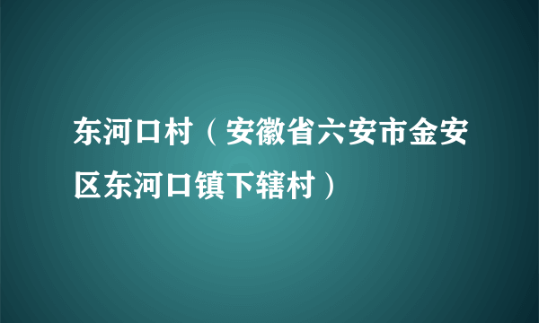 东河口村（安徽省六安市金安区东河口镇下辖村）