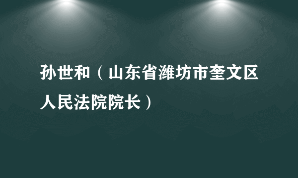 孙世和（山东省潍坊市奎文区人民法院院长）