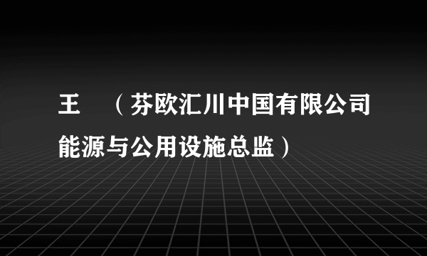 王玥（芬欧汇川中国有限公司能源与公用设施总监）