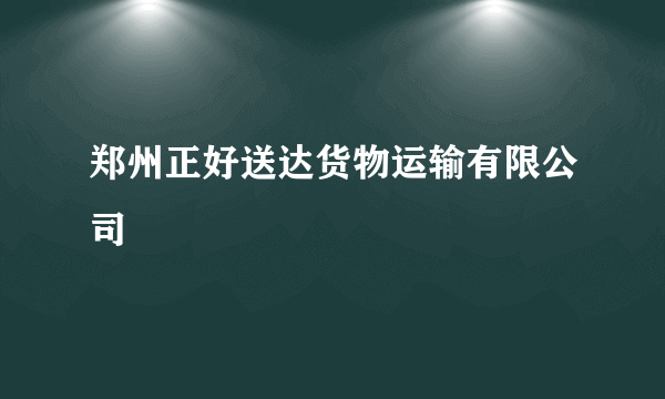 郑州正好送达货物运输有限公司