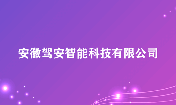 安徽驾安智能科技有限公司