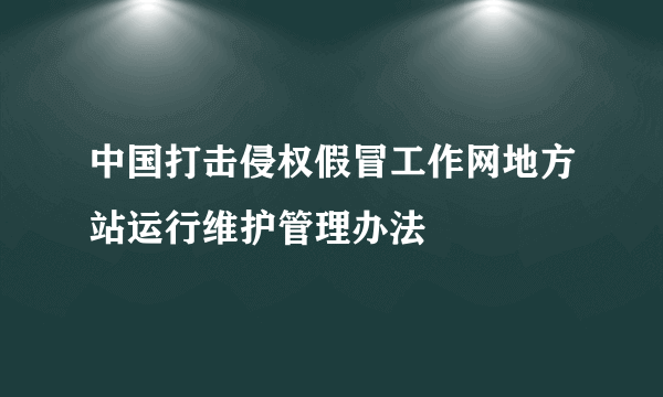 中国打击侵权假冒工作网地方站运行维护管理办法