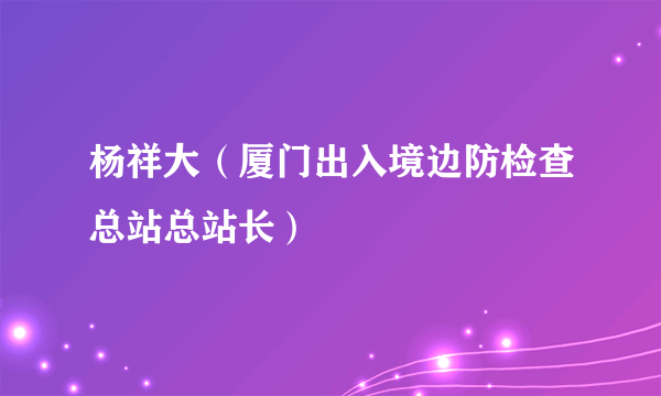 杨祥大（厦门出入境边防检查总站总站长）