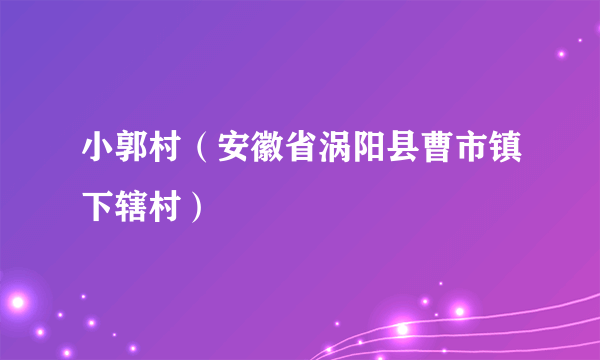 小郭村（安徽省涡阳县曹市镇下辖村）