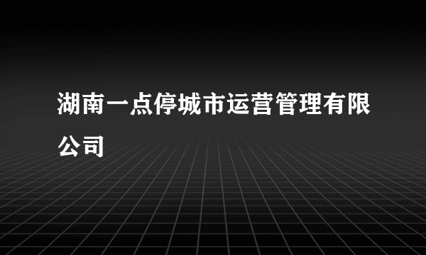 湖南一点停城市运营管理有限公司