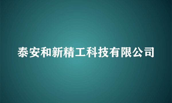 泰安和新精工科技有限公司