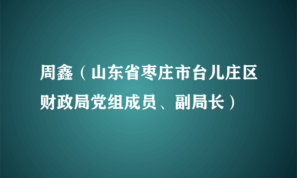 周鑫（山东省枣庄市台儿庄区财政局党组成员、副局长）