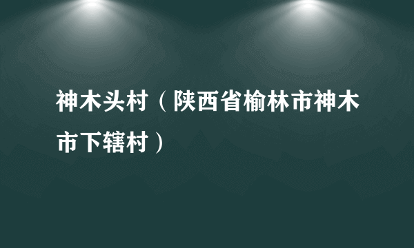 神木头村（陕西省榆林市神木市下辖村）