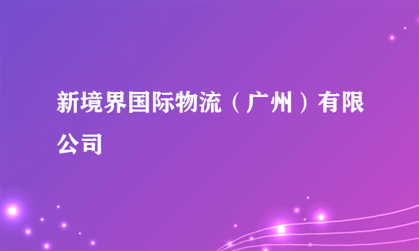 新境界国际物流（广州）有限公司