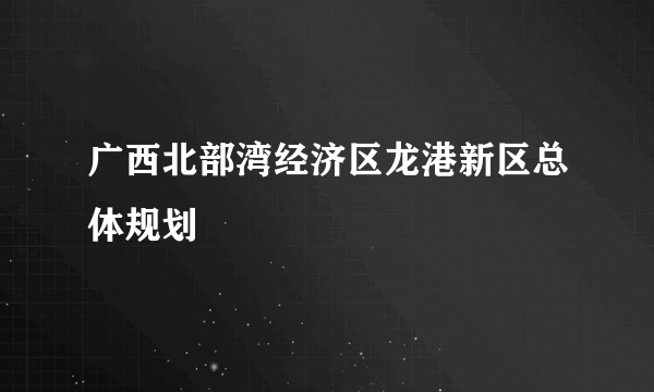 广西北部湾经济区龙港新区总体规划