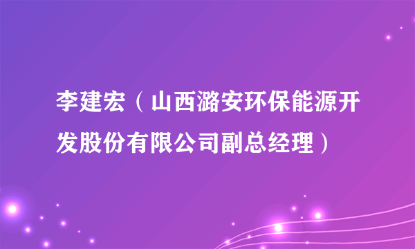 李建宏（山西潞安环保能源开发股份有限公司副总经理）