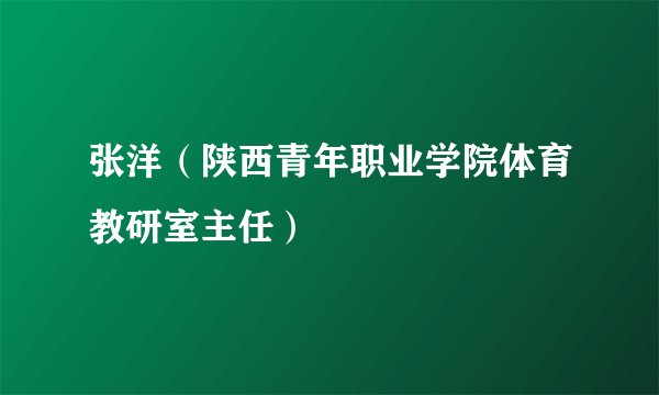 张洋（陕西青年职业学院体育教研室主任）