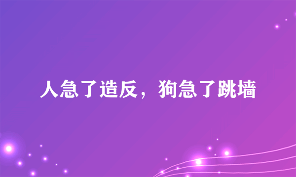 人急了造反，狗急了跳墙