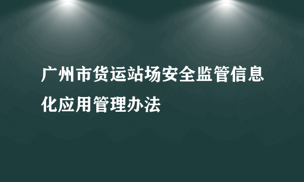 广州市货运站场安全监管信息化应用管理办法