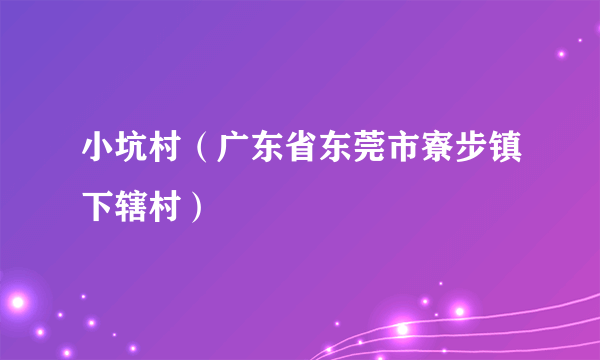 小坑村（广东省东莞市寮步镇下辖村）