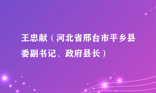 王忠献（河北省邢台市平乡县委副书记、政府县长）