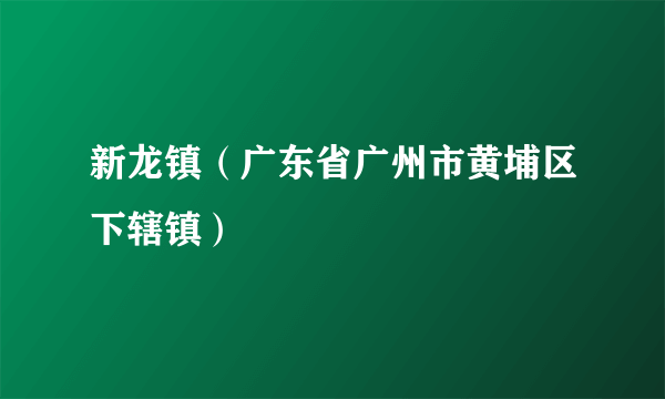 新龙镇（广东省广州市黄埔区下辖镇）