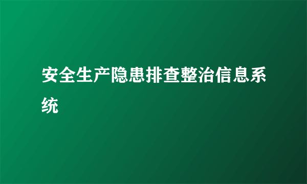 安全生产隐患排查整治信息系统