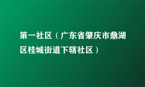 第一社区（广东省肇庆市鼎湖区桂城街道下辖社区）