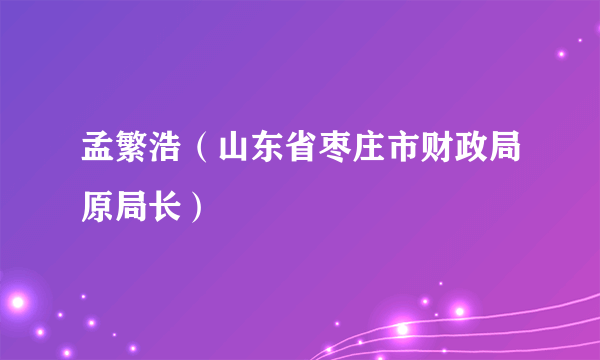 孟繁浩（山东省枣庄市财政局原局长）