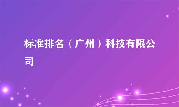 标准排名（广州）科技有限公司