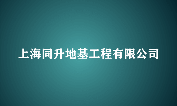 上海同升地基工程有限公司