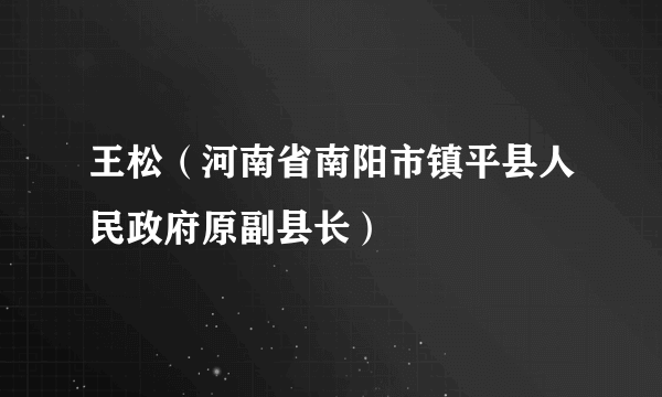 王松（河南省南阳市镇平县人民政府原副县长）