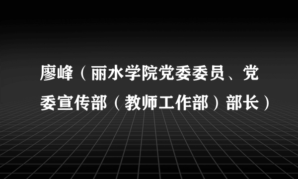 廖峰（丽水学院党委委员、党委宣传部（教师工作部）部长）