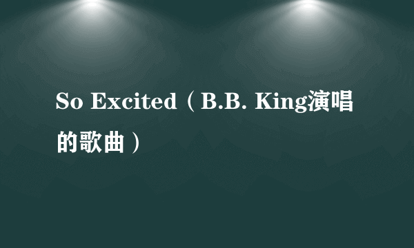 So Excited（B.B. King演唱的歌曲）