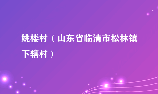 姚楼村（山东省临清市松林镇下辖村）